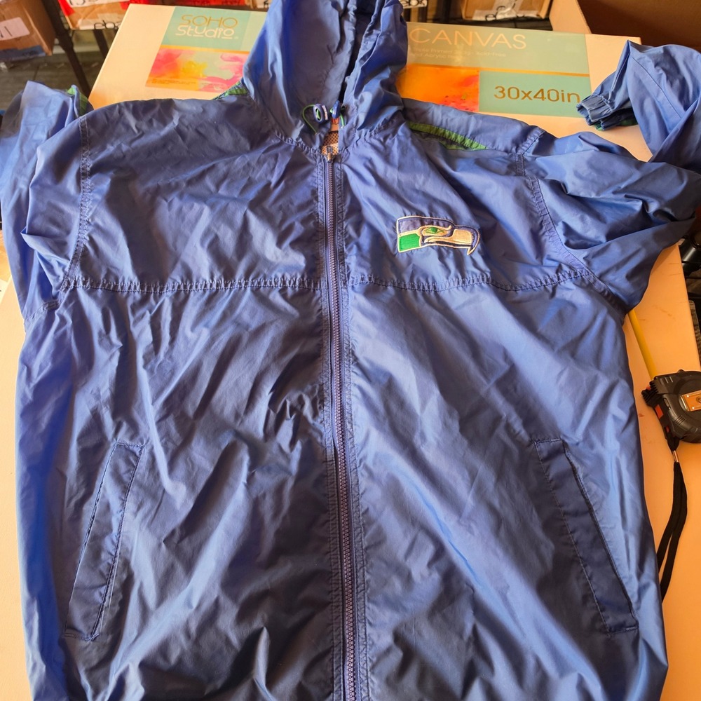 Vintage NFL Seattle Seahawks Unique Sports Generation Windbreaker Jacket Blue L